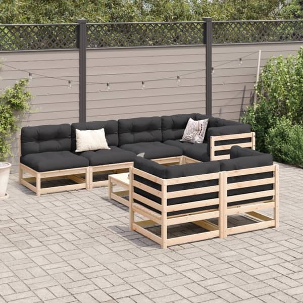vidaXL sofasæt til haven 8 dele massivt fyrretræ