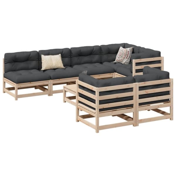 vidaXL sofasæt til haven 8 dele massivt fyrretræ