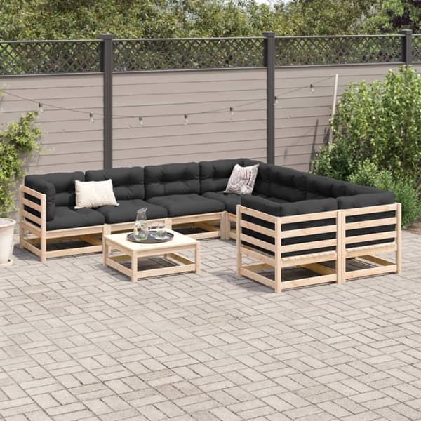 vidaXL Hagesofasett 9 deler heltre furu