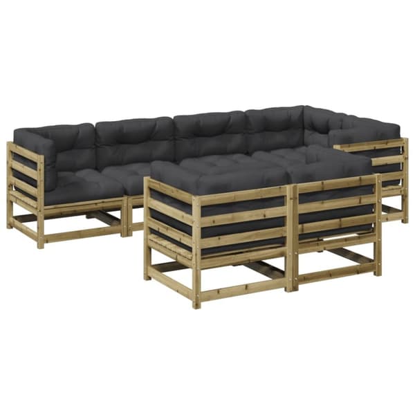 vidaXL sofasæt til haven 7 dele med hynder imprægneret fyrretræ
