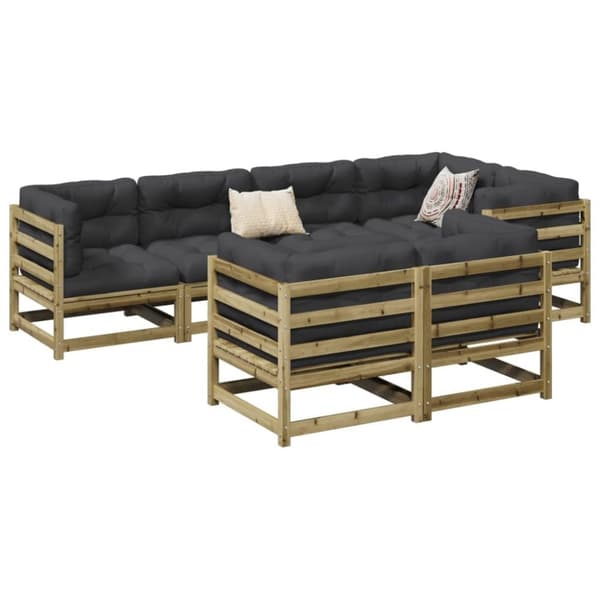vidaXL sofasæt til haven 7 dele med hynder imprægneret fyrretræ