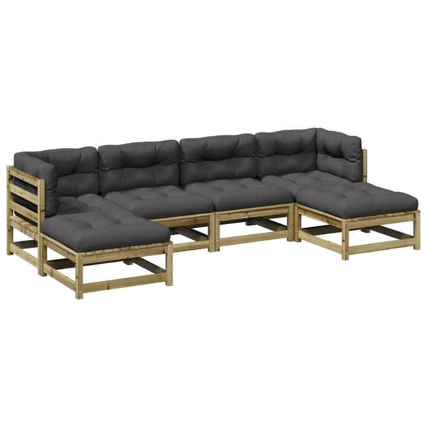 vidaXL sofasæt til haven 6 dele med hynder imprægneret fyrretræ