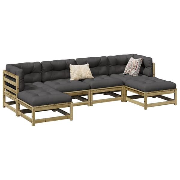vidaXL sofasæt til haven 6 dele med hynder imprægneret fyrretræ