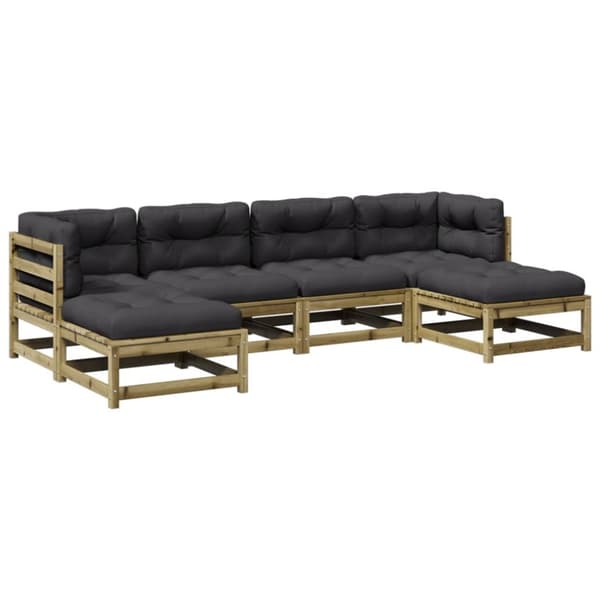vidaXL sofasæt til haven 6 dele med hynder imprægneret fyrretræ
