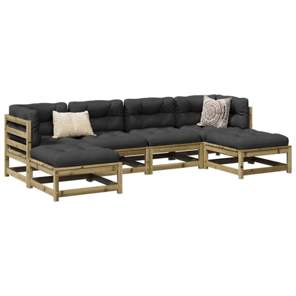 vidaXL sofasæt til haven 6 dele med hynder imprægneret fyrretræ