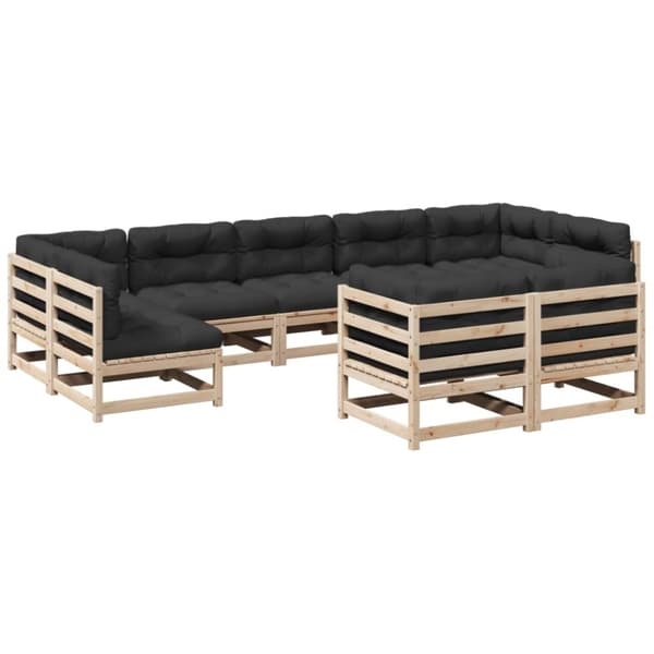 vidaXL sofasæt til haven 9 dele med hynder massivt fyrretræ