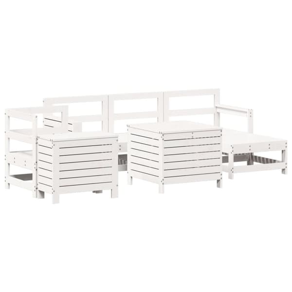 vidaXL Hagesofasett 7 deler hvit heltre furu