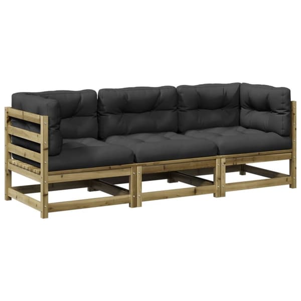 vidaXL sofasæt til haven 3 dele med hynder imprægneret fyrretræ