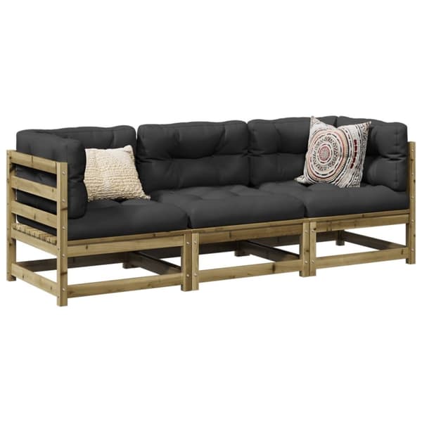 vidaXL sofasæt til haven 3 dele med hynder imprægneret fyrretræ