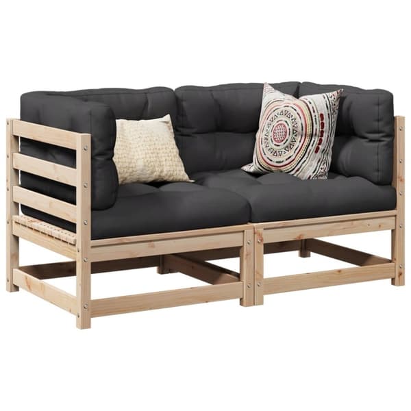 vidaXL sofasæt til haven 2 dele med hynder massivt fyrretræ