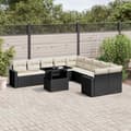 Miniatyrbillede 2 af 11: vidaXL sofasæt til haven 11 dele med hynder polyrattan sort