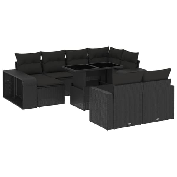 vidaXL sofasæt til haven 11 dele med hynder polyrattan sort
