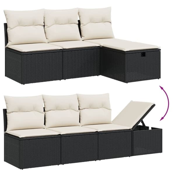 vidaXL sofasæt til haven 9 dele med hynder polyrattan sort
