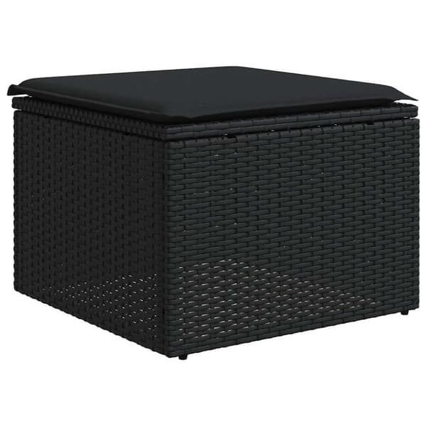 vidaXL Loungegrupp för trädgården med dynor 8 delar svart konstrotting