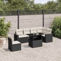 Miniatyrbillede 2 af 11: vidaXL sofasæt til haven 7 dele med hynder polyrattan sort