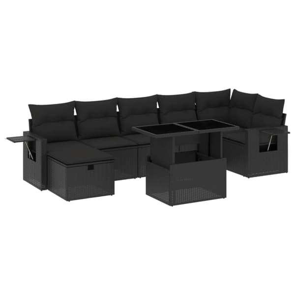 vidaXL sofasæt til haven 8 dele med hynder polyrattan sort