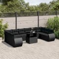 Miniatyrbillede 2 af 11: vidaXL sofasæt til haven 11 dele med hynder polyrattan sort