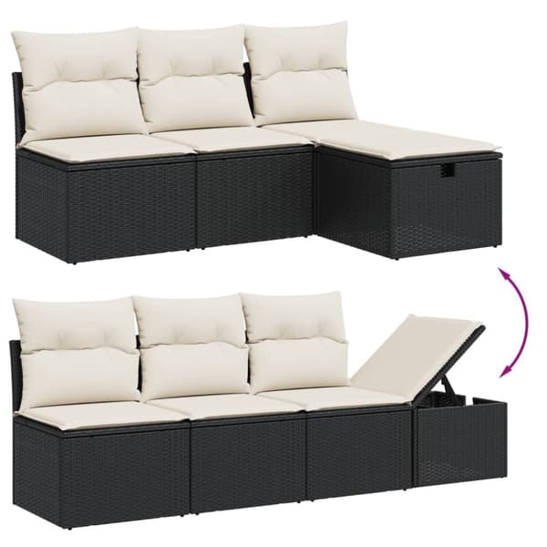 vidaXL sofasæt til haven 8 dele med hynder polyrattan sort