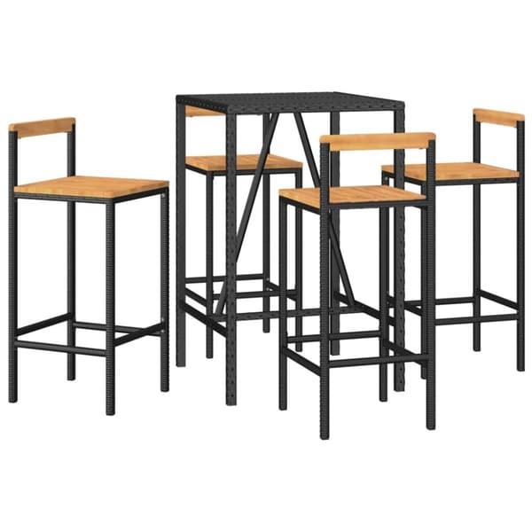 vidaXL Hagebarsett 5 deler svart polyrotting og heltre akasie