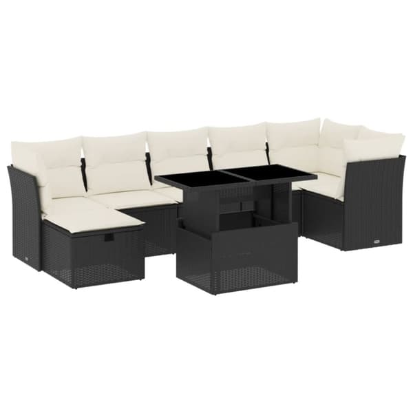 vidaXL sofasæt til haven 8 dele med hynder polyrattan sort