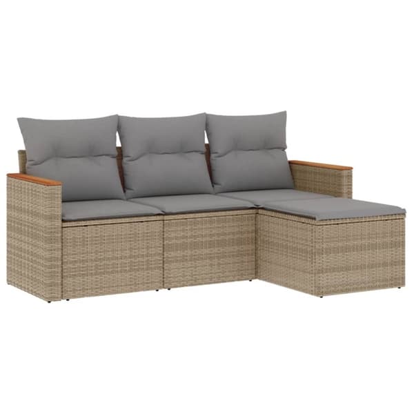 vidaXL sofasæt til haven 4 dele med hynder polyrattan beige