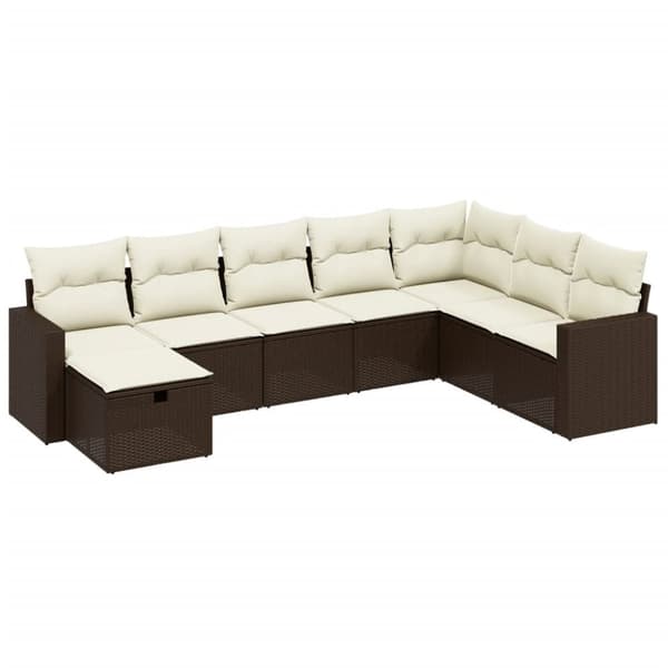 vidaXL sofasæt til haven 8 dele med hynder polyrattan brun