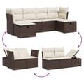 Miniatyrbillede 4 af 5: vidaXL sofasæt til haven 6 dele med hynder polyrattan brun