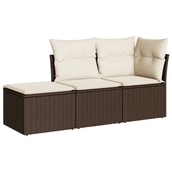 vidaXL sofasæt til haven 3 dele med hynder polyrattan brun