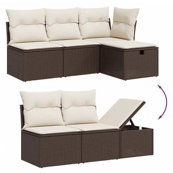 vidaXL sofasæt til haven 5 dele med hynder polyrattan brun