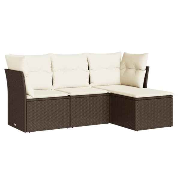 vidaXL sofasæt til haven 4 dele med hynder polyrattan brun