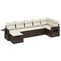 Miniatyrbillede 3 af 5: vidaXL sofasæt til haven 7 dele med hynder polyrattan brun