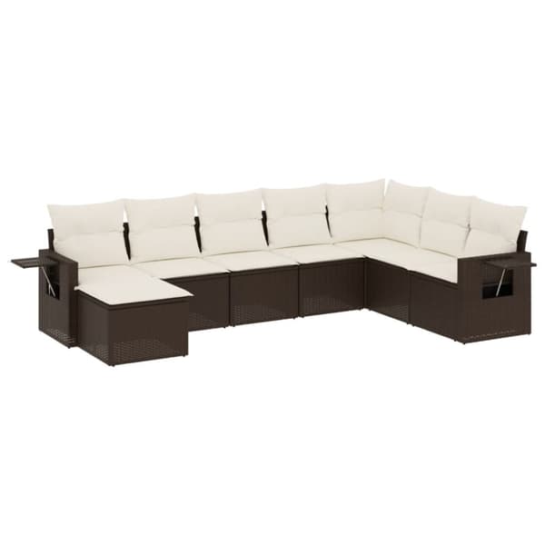 vidaXL sofasæt til haven 8 dele med hynder polyrattan brun