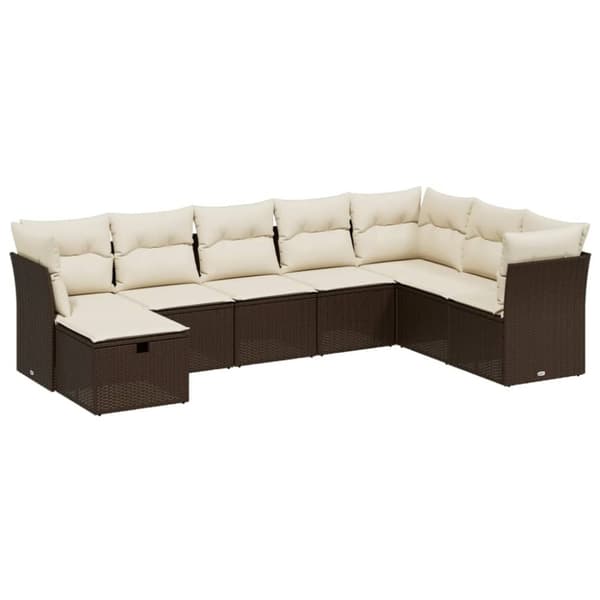 vidaXL sofasæt til haven 8 dele med hynder polyrattan brun