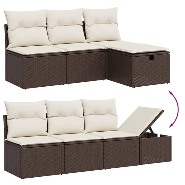 vidaXL sofasæt til haven 8 dele med hynder polyrattan brun