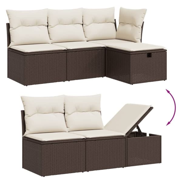 vidaXL sofasæt til haven 5 dele med hynder polyrattan brun