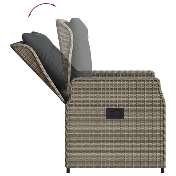 vidaXL spisebordssæt til haven 3 dele med hynder polyrattan grå