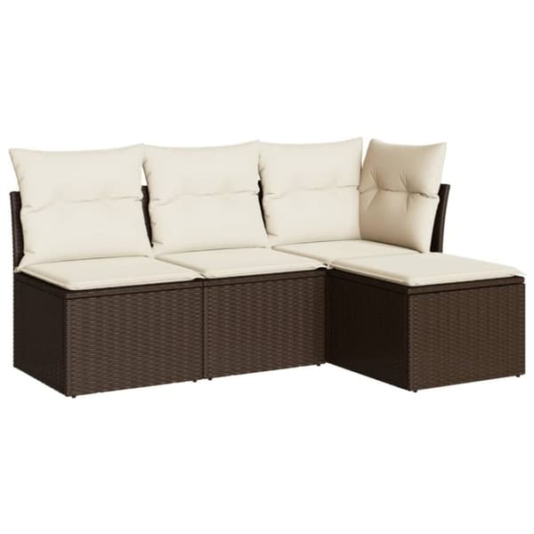 vidaXL sofasæt til haven 4 dele med hynder polyrattan brun