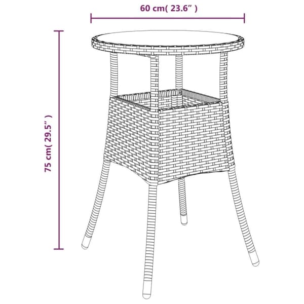 vidaXL spisebordssæt til haven 3 dele med hynder polyrattan og glas