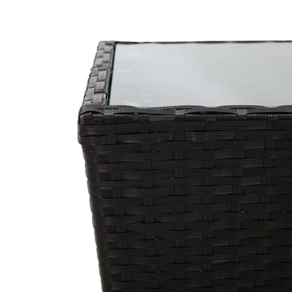 vidaXL bistrosæt til haven 3 dele med hynder polyrattan og glas sort
