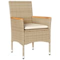 Miniatyrbillede 3 af 10: vidaXL spisebordssæt til haven 5dele m. hynder polyrattan akacie beige