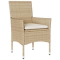 Miniatyrbillede 3 af 10: vidaXL bistrosæt til haven 3 dele med hynder polyrattan og glas beige