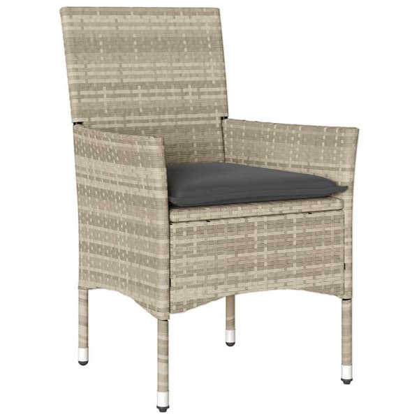 vidaXL spisebordssæt til haven 5 dele med hynder polyrattan og glas