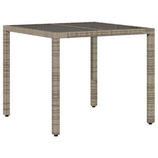 vidaXL spisebordssæt til haven 3dele med hynder polyrattan og glas grå