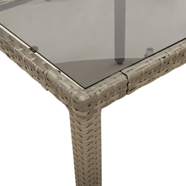 vidaXL spisebordssæt til haven 3dele med hynder polyrattan og glas grå