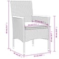Miniatyrbillede 7 af 10: vidaXL spisebordssæt til haven 3dele med hynder polyrattan og glas grå