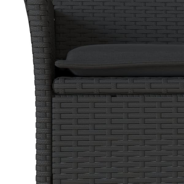 vidaXL spisebordssæt til haven 5dele m. hynder polyrattan og glas sort