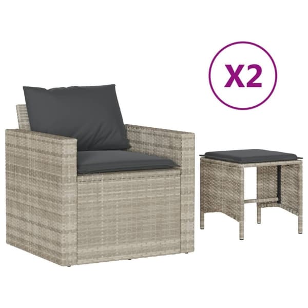 vidaXL sofasæt til haven 4 dele med hynder polyrattan lysegrå