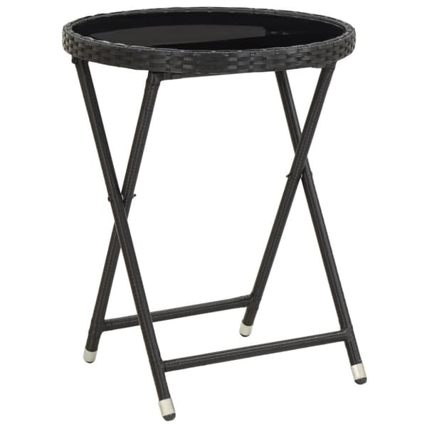 vidaXL bistrosæt til haven 3 dele med hynder polyrattan og glas sort