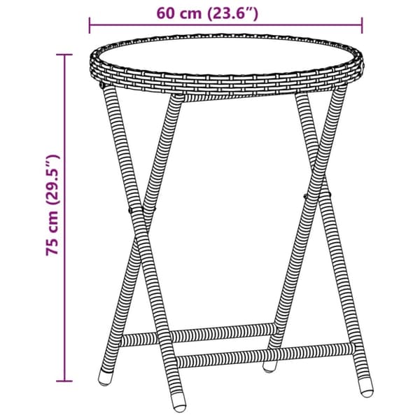 vidaXL bistrosæt til haven 3 dele med hynder polyrattan og glas sort