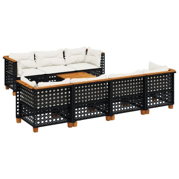 vidaXL sofasæt til haven 8 dele med hynder polyrattan sort